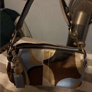 Coach Brown and Blue Women's Shoulder Bag